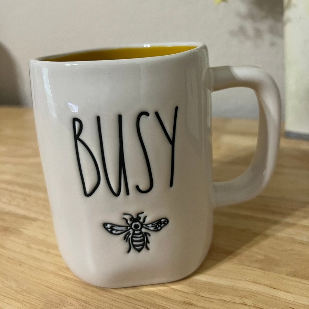 New Rae Dunn Ceramic Rare "Busy Bee" Coffee Mug